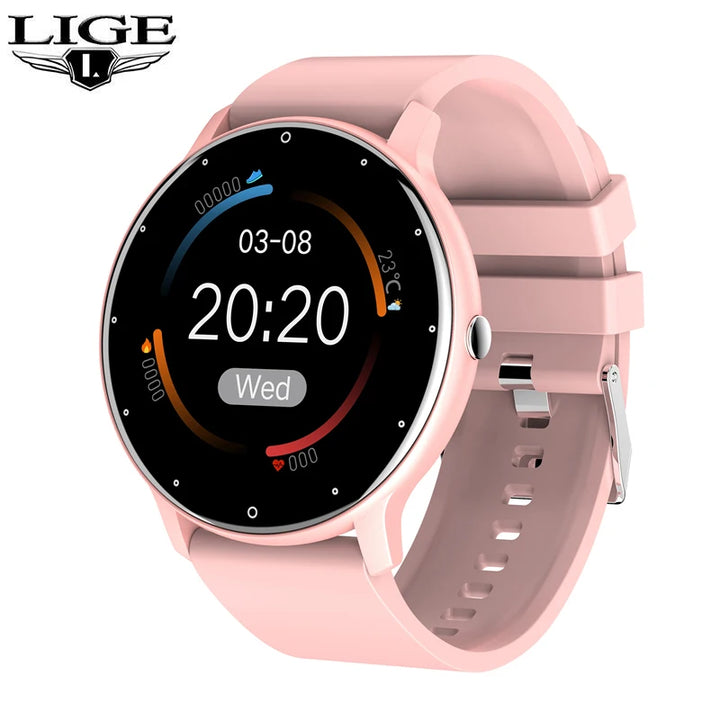LIGE レディーススマートバンドウォッチ｜リアルタイム天気予報・アクティビティトラッカー・心拍数モニター搭載｜スポーツ対応・女性＆男性用スマートウォッチ