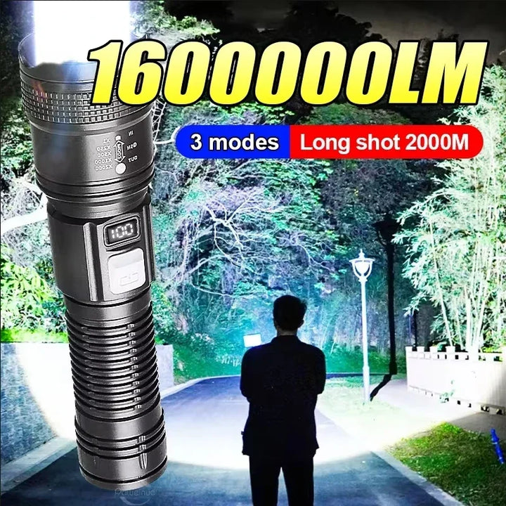 高出力LED懐中電灯｜タクティカルフラッシュライト｜超高輝度ランプ｜USB充電式｜キャンプ・釣り・防災・ズーム機能付きランタン