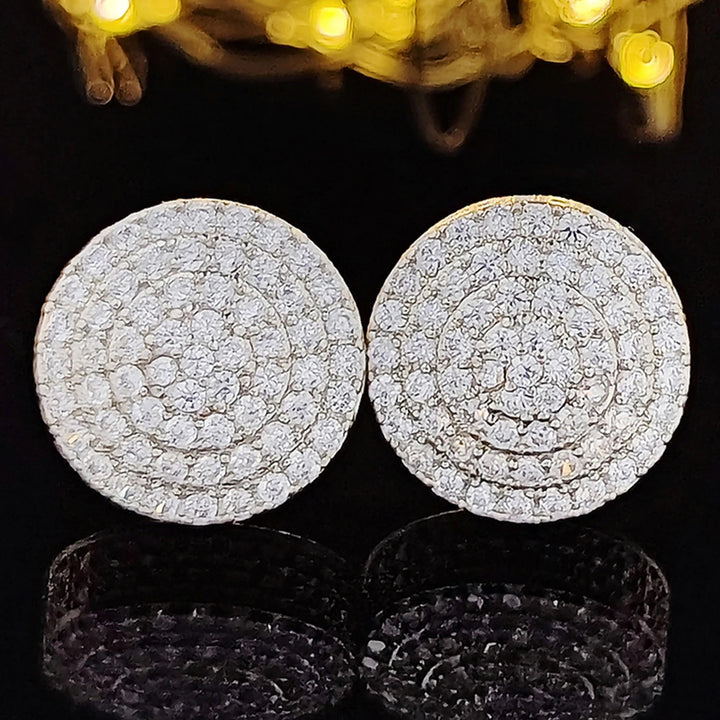 ✨高級感あふれる輝き✨ ラグジュアリーラウンドジルコニアピアス – レディース用シルバーカラーメタルピアス【記念日・ギフト・パーティーに最適】