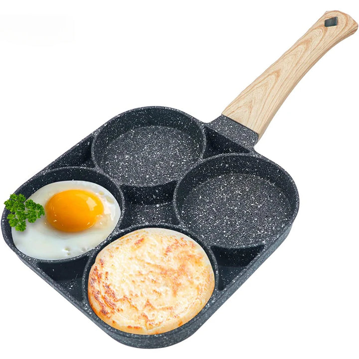 🍳 厚手ノンスティックフライパン 2/4穴タイプ – 卵・パンケーキ・ステーキ・朝食調理に最適！