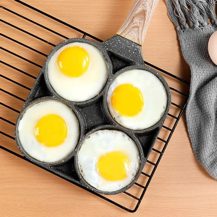 🍳 厚手ノンスティックフライパン 2/4穴タイプ – 卵・パンケーキ・ステーキ・朝食調理に最適！