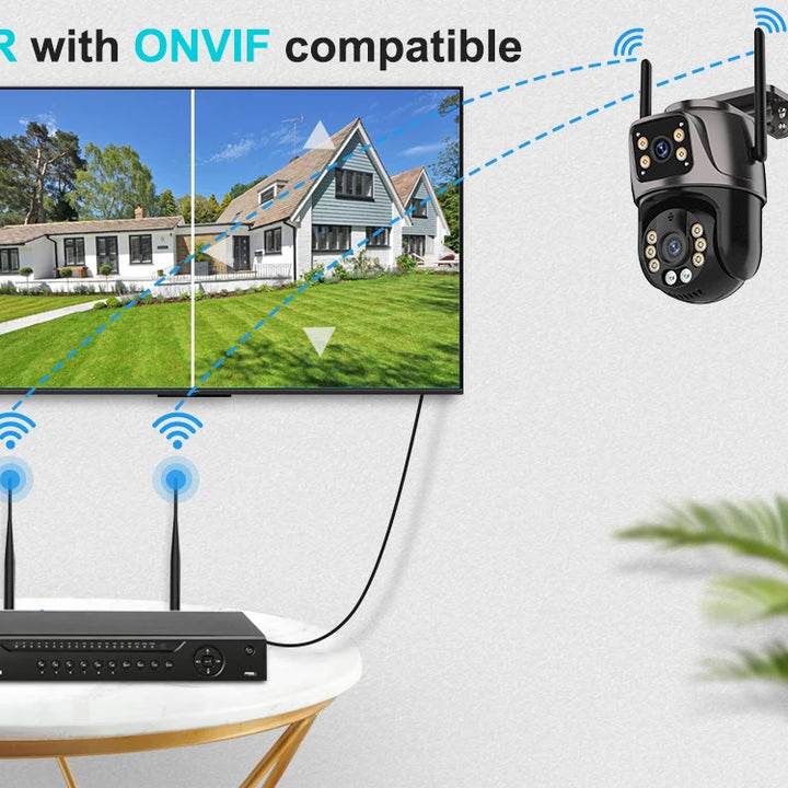４Ｋ・８ＭＰ ＨＤ Ｗｉ-Ｆｉ ＰＴＺ屋外カメラ｜６ＭＰデュアルレンズ・デュアルスクリーン搭載｜ＡＩ自動追跡ＩＰカメラ｜ＣＣＴＶ音声＆映像監視｜Ｐ２Ｐ・ｉＣＳｅｅ対応