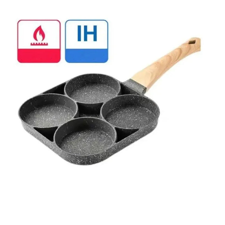 🍳 厚手ノンスティックフライパン 2/4穴タイプ – 卵・パンケーキ・ステーキ・朝食調理に最適！