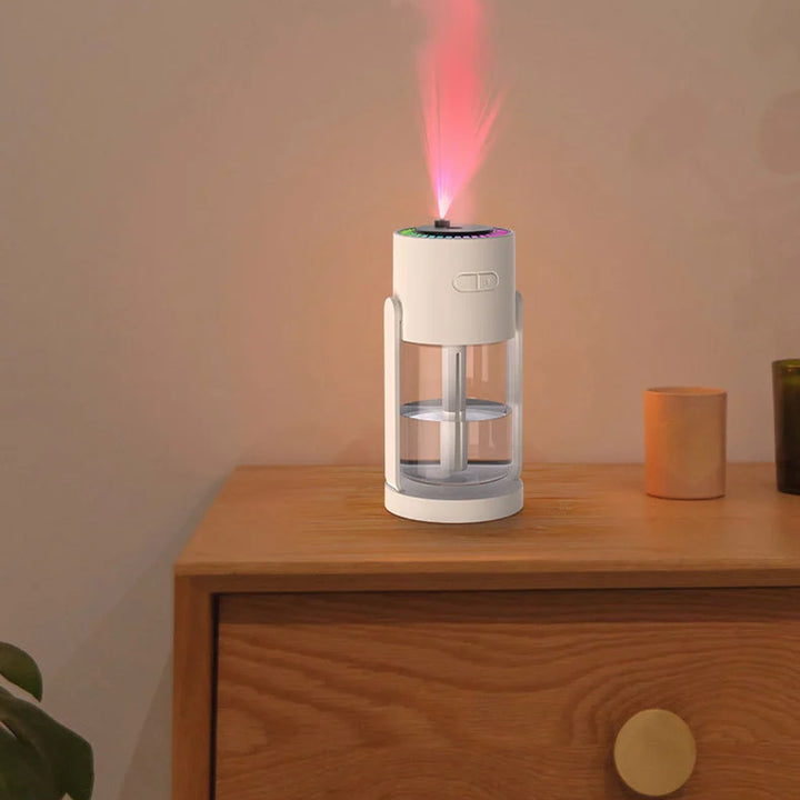 280ML卓上加湿器 – カラフルなライト付き静音回転式クリエイティブカップ型、家庭・車載用