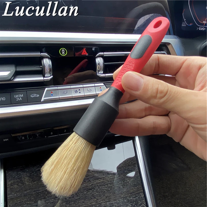 Lucullan車内用ディテールブラシ（28cm）– 20％密度アップ・オールラバーグリップ・レッド