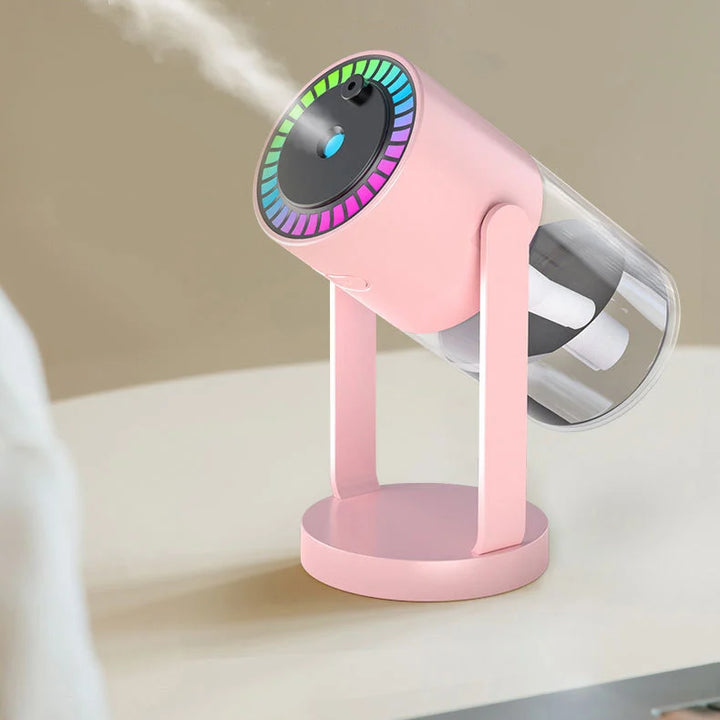 280ML卓上加湿器 – カラフルなライト付き静音回転式クリエイティブカップ型、家庭・車載用