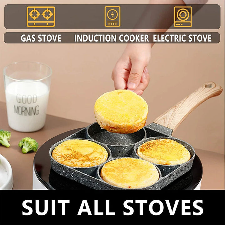 🍳 厚手ノンスティックフライパン 2/4穴タイプ – 卵・パンケーキ・ステーキ・朝食調理に最適！
