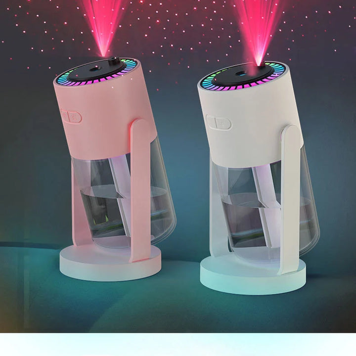 280ML卓上加湿器 – カラフルなライト付き静音回転式クリエイティブカップ型、家庭・車載用