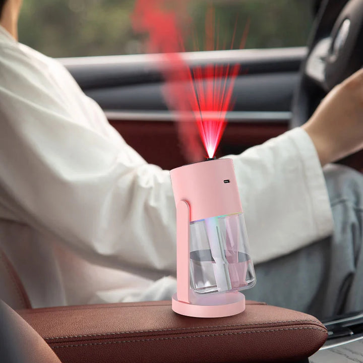 280ML卓上加湿器 – カラフルなライト付き静音回転式クリエイティブカップ型、家庭・車載用