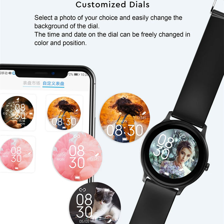 LIGE レディーススマートバンドウォッチ｜リアルタイム天気予報・アクティビティトラッカー・心拍数モニター搭載｜スポーツ対応・女性＆男性用スマートウォッチ