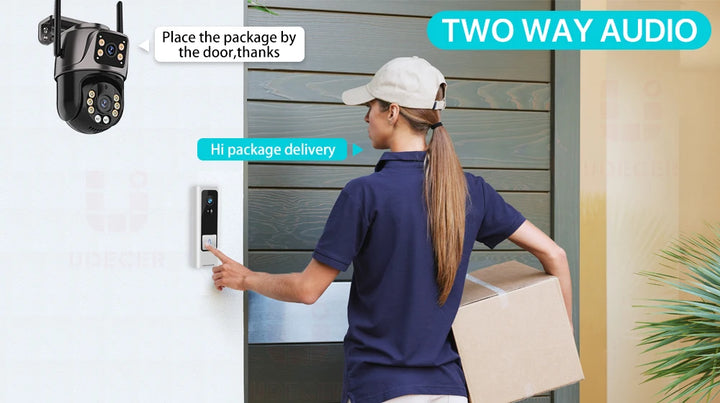 ４Ｋ・８ＭＰ ＨＤ Ｗｉ-Ｆｉ ＰＴＺ屋外カメラ｜６ＭＰデュアルレンズ・デュアルスクリーン搭載｜ＡＩ自動追跡ＩＰカメラ｜ＣＣＴＶ音声＆映像監視｜Ｐ２Ｐ・ｉＣＳｅｅ対応