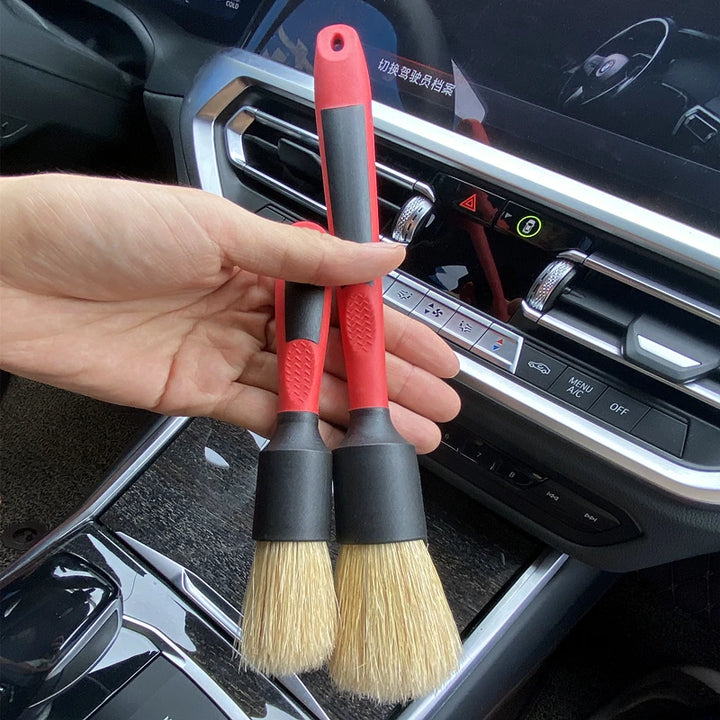 Lucullan車内用ディテールブラシ（28cm）– 20％密度アップ・オールラバーグリップ・レッド