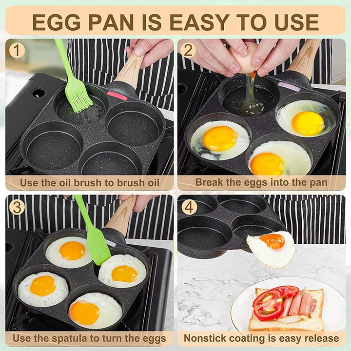 🍳 厚手ノンスティックフライパン 2/4穴タイプ – 卵・パンケーキ・ステーキ・朝食調理に最適！