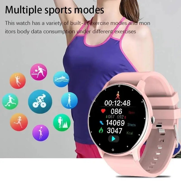 LIGE レディーススマートバンドウォッチ｜リアルタイム天気予報・アクティビティトラッカー・心拍数モニター搭載｜スポーツ対応・女性＆男性用スマートウォッチ