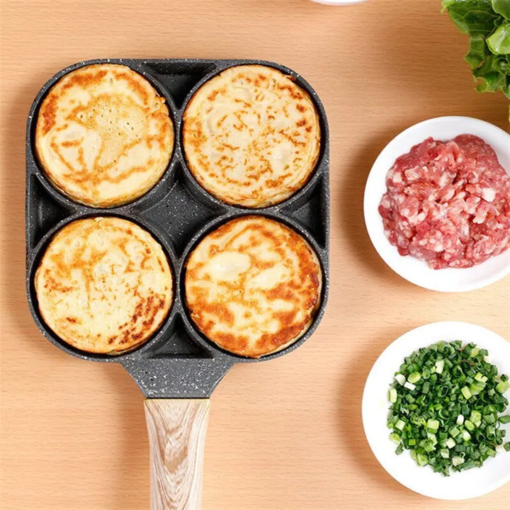 🍳 厚手ノンスティックフライパン 2/4穴タイプ – 卵・パンケーキ・ステーキ・朝食調理に最適！