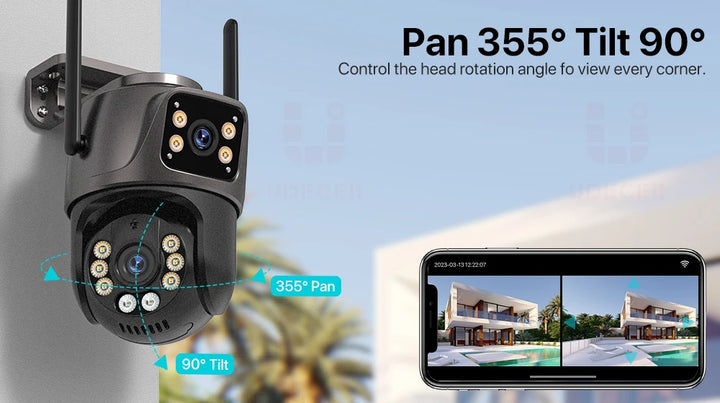 ４Ｋ・８ＭＰ ＨＤ Ｗｉ-Ｆｉ ＰＴＺ屋外カメラ｜６ＭＰデュアルレンズ・デュアルスクリーン搭載｜ＡＩ自動追跡ＩＰカメラ｜ＣＣＴＶ音声＆映像監視｜Ｐ２Ｐ・ｉＣＳｅｅ対応