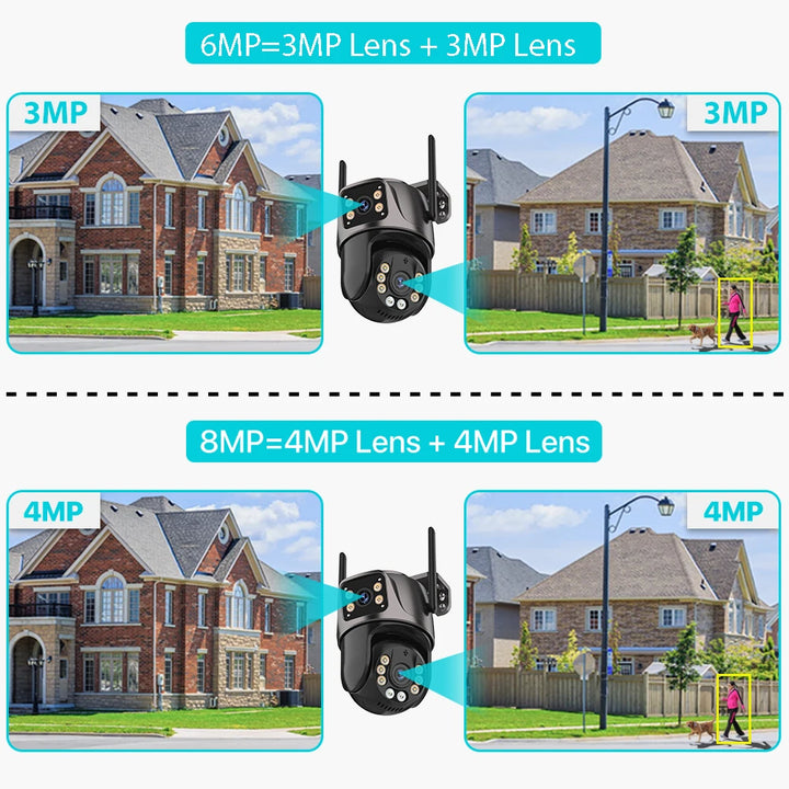 ４Ｋ・８ＭＰ ＨＤ Ｗｉ-Ｆｉ ＰＴＺ屋外カメラ｜６ＭＰデュアルレンズ・デュアルスクリーン搭載｜ＡＩ自動追跡ＩＰカメラ｜ＣＣＴＶ音声＆映像監視｜Ｐ２Ｐ・ｉＣＳｅｅ対応