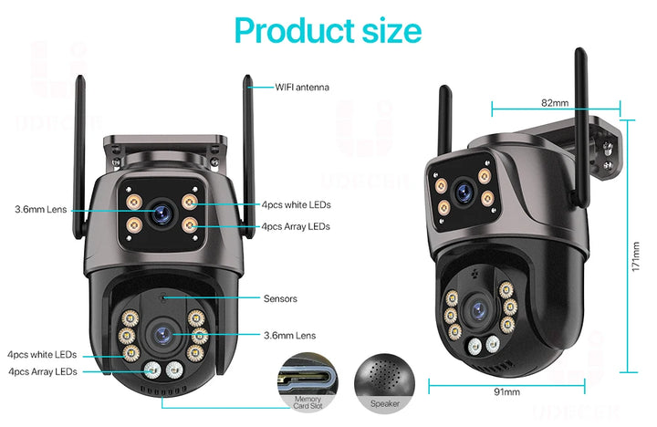 ４Ｋ・８ＭＰ ＨＤ Ｗｉ-Ｆｉ ＰＴＺ屋外カメラ｜６ＭＰデュアルレンズ・デュアルスクリーン搭載｜ＡＩ自動追跡ＩＰカメラ｜ＣＣＴＶ音声＆映像監視｜Ｐ２Ｐ・ｉＣＳｅｅ対応